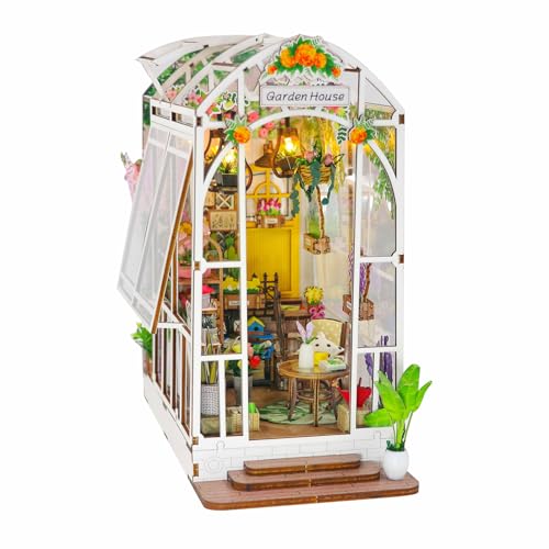 Btstil Book Nook Kit Gartenhaus, DIY Miniatur-Haus Modell mit LED-Leuchten, 3D Puzzle Booknook Miniatur Haus Modellbausatz Geschenke für Erwachsene (M2313) von Btstil