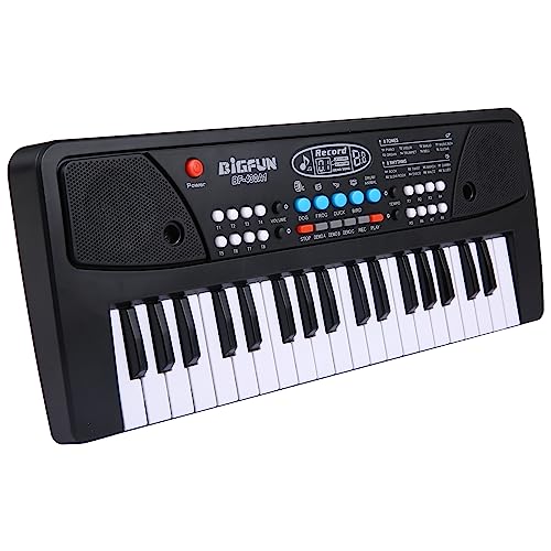 Btuty BIGFUN 37 Tasten USB Elektronisches Orgel E-Piano mit Mikrofon Schwarz Digital Musik Elektronische Tastatur Eingebaute Stereo-Lautsprecher mit 8 Tönen 8 Rhythmen 6 Demo Songs 4 Percussion von Btuty