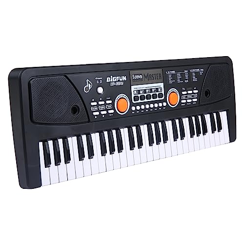 Btuty BIGFUN 49 Tasten USB Elektronisches Orgel E-Piano mit Mikrofon Schwarz Digital Musik Elektronische Tastatur Eingebaute Stereo-Lautsprecher mit 16 Tönen 8 Rhythmen 6 Demo Songs 5 Percussion von Btuty