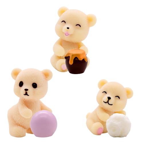 6 pcs Bär Kuchen Dekoration, Bär Mini Figuren Set, Schlüsselanhänger Bär Ornamente, Kleiner Niedlichen Harz Teddybär Dekoration, Mini Figuren, Kuchen Dekoration Cake Topper von BuLKee