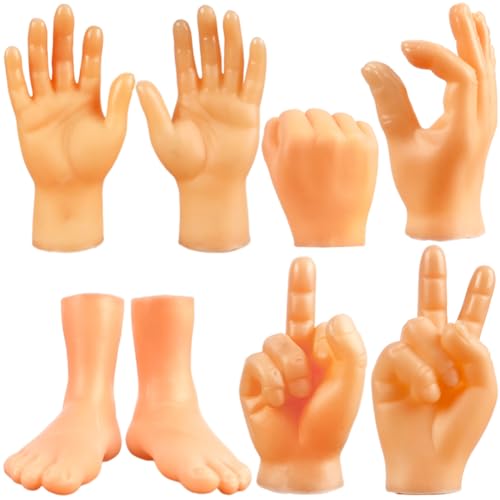 Mini Fingerpuppen Kleine Hände Fingerpuppe Set Tiny Hand Set für Magie Spiele Halloween Finger Interaktives Katzenspielzeug Lustige Fingerpuppen Set Linke und Rechte Hand Tiny Hände 14pcs von BULKEE