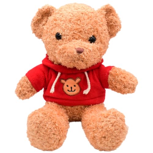 BULKEE Teddybär Weiches Fell, Teddybär mit Kapuze,Tatzendruck Plüschtier Kuscheltier Stofftier Geschenk Niedlich Bär Plüschbär Hellbraun Spielzeug Stofftierpuppe für Jungen und Mädchen 40cm von BULKEE