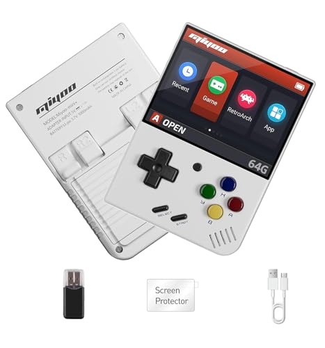 BuLuHAHA MiyooMini Plus Retro Konsole, Miyo Mini+ Handheld Spielkonsole 64G , Linux System, 3.5 Zoll IPS Screen 3000mAh Pocket Handheld Game Spielkonsole MiyooMini+(weiß) von BuLuHAHA