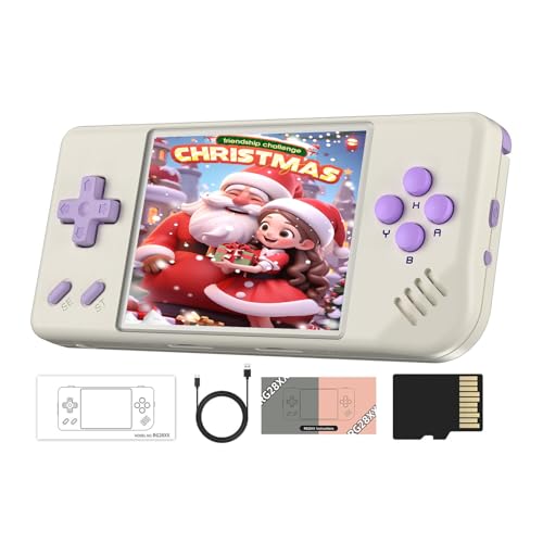 RG28XX Handheld-Retro-Spielkonsole, 2,83-Zoll-IPS-Bildschirm, rg 28xx mit Einer 64GB TF-Karte, unterstützt HDMI und TV-Ausgang, 3100mAh Akku (Weiß) von BuLuHAHA