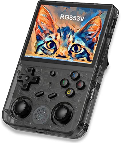 RG353V Handheld Spielkonsole, Dual OS Android 11 und Linux System, 16G+64G TF Karte 4452 Spielkonsole RK3566 Chips Quad-Core 1.8GHz,Retro Konsole RG353V Unterstützung 5G WiFi 4.2 Bluetooth(schwarz) von BuLuHAHA