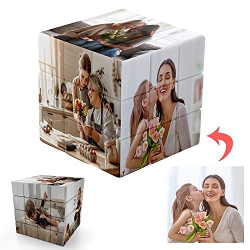 Zauberwürfel Personalisiert, Personalisierte fotowürfel 3D drehbare Cube mit 6 Bildern,Geburtstag Weihnachten personalisierte Geschenke für Kinder Vater Mutter Freundin Freund von Buaodam