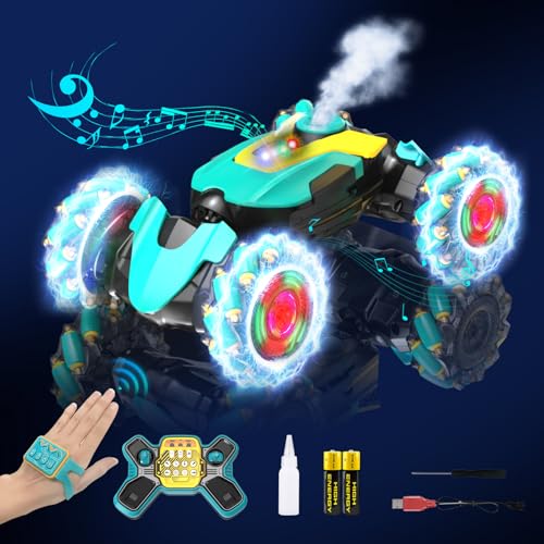 Ferngesteuertes Auto, 4WD Drift Car mit Spray, 2.4Ghz Ferngesteuertes Auto mit Handsteuerung, 360°Drehung Off Road RC Auto, RC Stunt Car mit Licht & Musik für Kinder Jungen ab 6 7 8 9 10 11 12 Jahre von Bubbacare