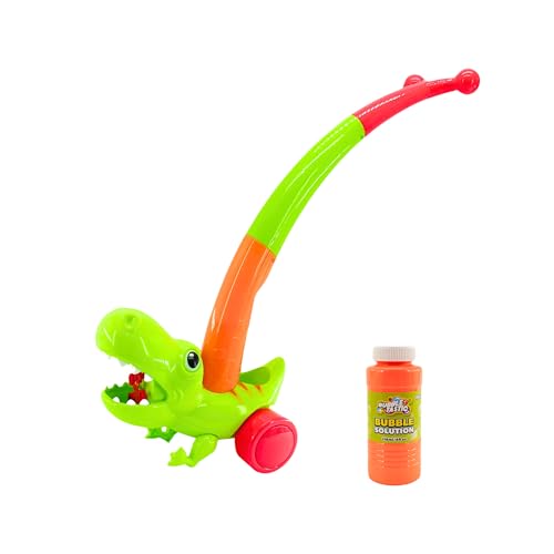 Bubbletastic Blasenspielzeug Kinder, Dinosaurier Spielzeug Seifenblasen, Lauflernwagen Sommerspielzeug und Geburtstag Geschenke für Kinder, Inklusive Blasen Lösung | Grün von Bubbletastic