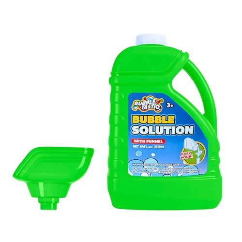 Bubbletastic Seifenblasen Lösung für Kinder, Ersatz für Seifenblasenmaschine, Kinder Sommer Spielzeug, Riesige Seifenblasen Flasche, Inklusive Trichter | 1,8 L | Grün von Bubbletastic