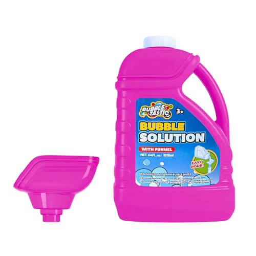 Bubbletastic Seifenblasen Lösung für Kinder, Ersatz für Seifenblasenmaschine, Kinder Sommer Spielzeug, Riesige Seifenblasen Flasche, Inklusive Trichter | 1,8 L | Rosa von Bubbletastic