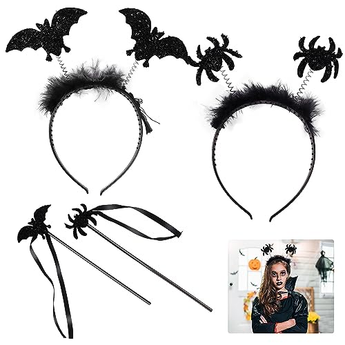 Bubuny Halloween Haarreif 2 Stück, Fledermaus Spinne Haarreif Damen, Halloween Kinder Fasching Kostüm Karneval Party, Fasching Halloween Party Kostüm Prank Grusel für Damen & Herren von Bubuny