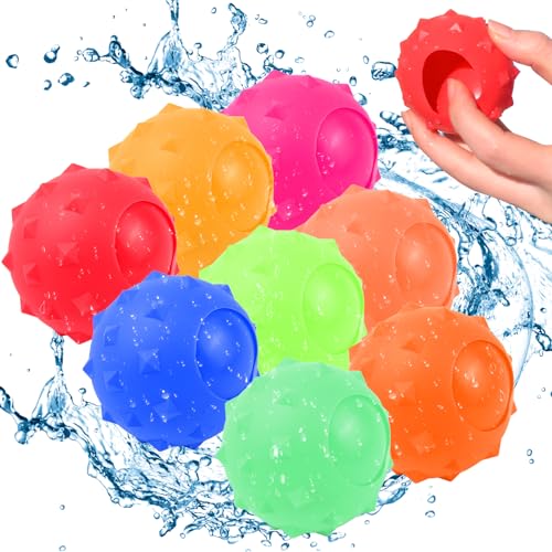 Bubuny Wasserbomben Wiederverwendbare, 8 Stück Wasserball Pool Spielzeug, Outdoor Wasserspielzeug für Kinder, Erwachsene, Wasserpark, Familienspiel, Sommer Spiele von Bubuny