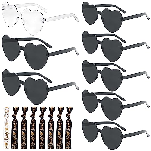 Partybrille Herz Sonnenbrille,16 Stück Jga Brille Team Braut Herzbrille Set,Party Sonnenbrille Team Bride,Hippie Herzförmige Brille, Für Team Bride Party JGA Deko Accessoires von Bubuny