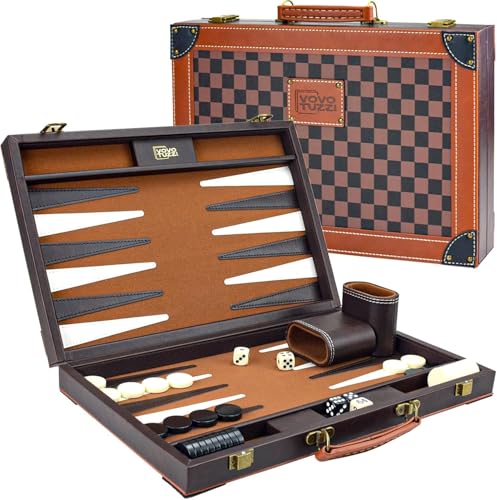 Backgammon Set 15" Klassisches Backgammon Brettspiel Tragbares Reise Strategie Backgammon Spiel Set für Erwachsene Kinder (Tartan-Muster) von Bucher&Rossini