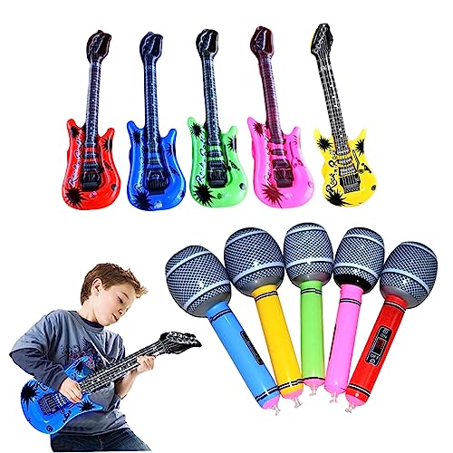 10 PCs aufblasbare Gitarren für Bulk Party Gefälligkeiten und aufblasbare Gitarreninstrumente Partyzubehör, zufällige Farbe für Zuhause von Budstfee