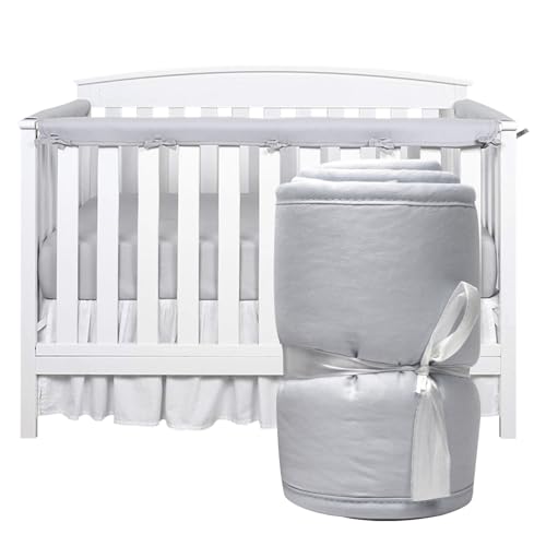 Budstfee Crib Rail Cover Protector, 3pcs Baby Crib Rail Deckelschutz, Krippenkrankheitsschutz für Kauen, Kinderbahnverpackung für Seitenschienen, grau von Budstfee