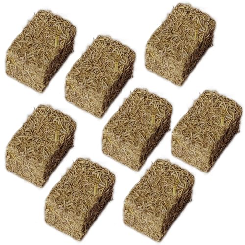 Budstfee Miniatur -Heuballen, 8pcs Simulation Holz gefälschter Heuhaufen, Faux Mini Hayrick Ballen, DIY -Dekorationshandwerk für Dollhouse Toy Farm (rechteckig) von Budstfee