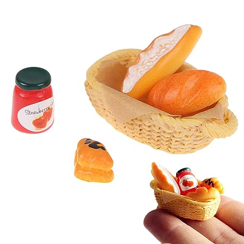 Dollhouse Mini Marmelade, Christams Miniaturfutter 5pcs 1,6x0,9 Zoll winziges lebensechter sicheres Harz tragbares Mini -Jam Brotkorb Set Kitchen gemischtes Lebensmittel Spielzeug für Puppenhaus Bäck von Budstfee