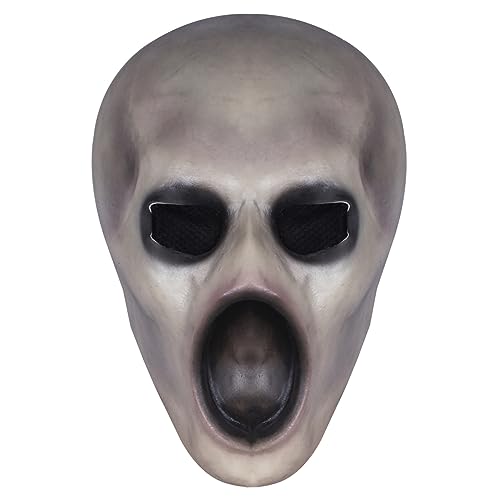 Pale Halloween -Maske, gruselige Gesichtsmaske blasse Halloween -Maske Ghost Skull Cosplay Kostüm Halloween Party Vollgesichts Maske gruselige helle Maske mit schwarzem Mund und Augen gruselige Monst von Budstfee