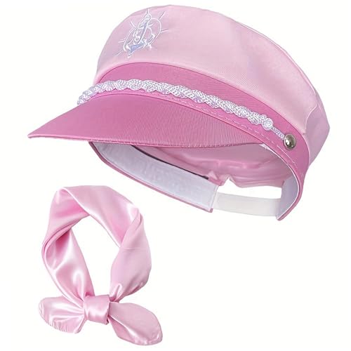 Sailor Hat, 1 Set Captain Hat mit Schal Set One Size Boat Captain Hat mit verstellbarem Schnappback Sailor Yacht Hut Marine Marine Admiral Hat für Halloween Party Kostümzubehör, Bootskapitän Hut von Budstfee