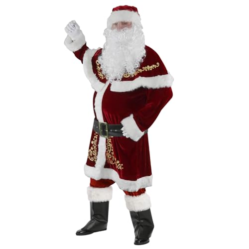 Santa -Anzug -Größe für Erwachsene, Weihnachtsmann -Claus -Kostüm für Erwachsene 8pcs/Set Velvet Santa Anzug Männer Weihnachtsfest für Weihnachtsfeiertagsfeier Cosplay 2xl, Santa Claus Kostüm für Män von Budstfee