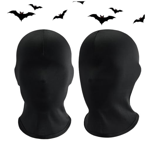 Vollkopfmaske, schwarze Vollgesichtsmaske 2pcs Ice Seide Atmungsfreie sonnenprofessionelle Unisex Vollkopfmaske kostenlose Größe Schnelltrocknen elastischer Halloween -Maske für Cosplay -Kostüm, schw von Budstfee