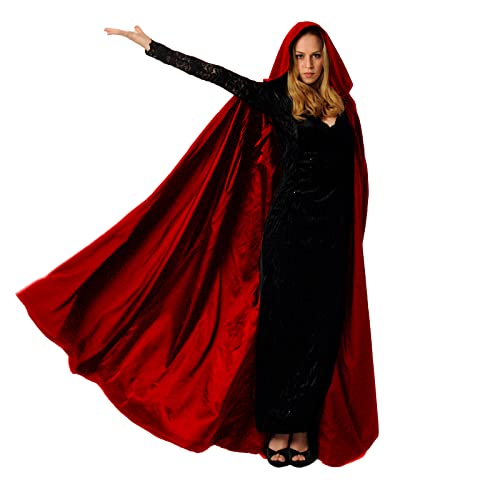 Buen Don Halloween Kostüm, Glänzender Samt Umhang für Herren und Damen, Fünf Größen, Perfekt für Halloween, Karneval und Partys, Kindergrößen erhältlich (XXL,Rot) von Buen Don