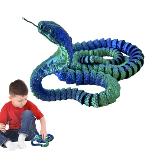 Buerfu 3D-gedruckte Schlange,3D-gedruckte Tierschlange,Schreibtischspielzeug Schlangenspielzeug - Sammelfiguren, Streich-Requisiten, bewegliches Schlangenspielzeug zum Stressabbau, Heimdekoration, von Buerfu