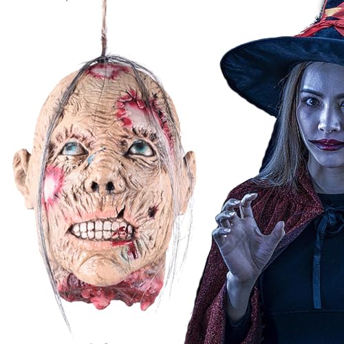 Buerfu Abgetrennter Kopf Dekoration,Halloween abgeschnittener Kopf - Häuser Halloween Dekor realistisch | Leichtes Halloween-Streichspielzeug, geruchlos, für Outdoor-Indoor-Cosplay, Rollenspiele von Buerfu