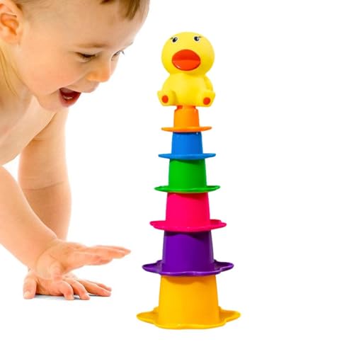 Buerfu Baby Stacking Cups Bad Spielzeug, Stapelbabys Babyspielzeug | Kleinkindnistbecher für Bath,Tragen Sie resistente Babyspiel-Stapelspielzeug für Kinder im Alter von 0 bis 2 Jahren von Buerfu