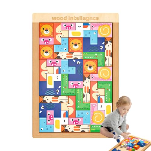 Buerfu Bausteine für Kinder,Holzbausteine,Tierische 3D-Stapelspielzeug-Bausteine aus - Lernspielzeug, kreatives Puzzle-Bauspielzeug für Kinder von Buerfu