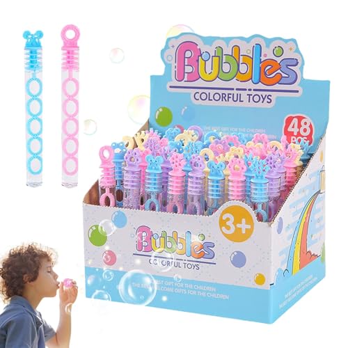 Buerfu Bubble -Zauberstäbe, Bubble Sticks for Kids Bulk,48x Hochzeitsfeier Bubble Stick Set - Buntes Schaumschaumflüssighersteller Spielset für Wettbewerbspreise, Abschlussfeierlichkeiten von Buerfu