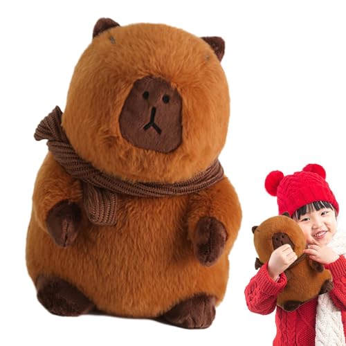 Buerfu Capybara Stofftier, Capybara Plüschtiere, Tierschlafkissen, Capybara Plushies Puppenkissen Kuscheltiere Spielzeug mit Schal für Mädchen Kinder Erwachsene Geburtstage Valentinstag von Buerfu