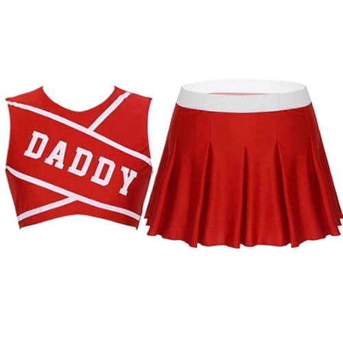 Buerfu Cheerleader-Kostüm,Cheerleader-Kostüm für Damen | Modisches Cheer-Outfit Cheerleading-Outfit | Bequeme Damen-Cheerleader-Uniform für Weihnachten, Halloween, Muttertag, Valentinstag von Buerfu