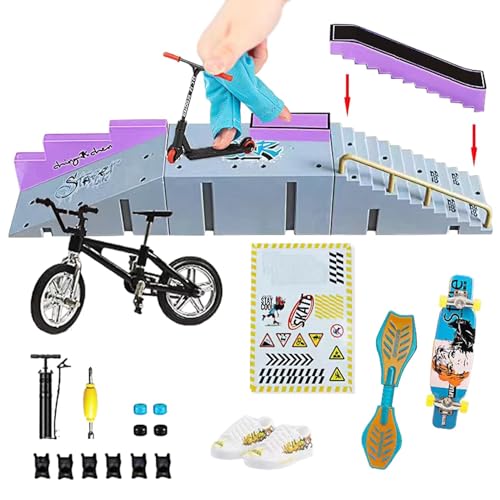 Buerfu Fingerbretter für Kinder | Ramps Fingerboards für Kinder | Kleines Fingerbrett-Set für Kinderzimmer, Reisen, tragbares Skateboard-Spielzeug für Zuhause, Kindergarten von Buerfu