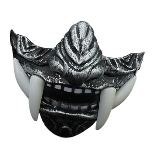 Buerfu Gesichtsbedeckung mit Fangzähnen,Fangs-Gesichtsbedeckung | Cosplay Horror Half-Face Fangs Kostüm - Tierschädel-Design, robuste und bequeme Gesichtsbedeckung für Mottopartys für Erwachsene von Buerfu