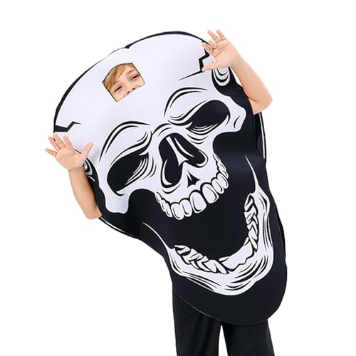 Buerfu Halloween-Skelett-Kostüm für,Halloween-Skelett-Anzug, Skelett-Outfit für Kinder, Verkleidung, Rollenspielzubehör, Urlaubskleidung, Cosplay-Kostüm für und Mädchen von Buerfu