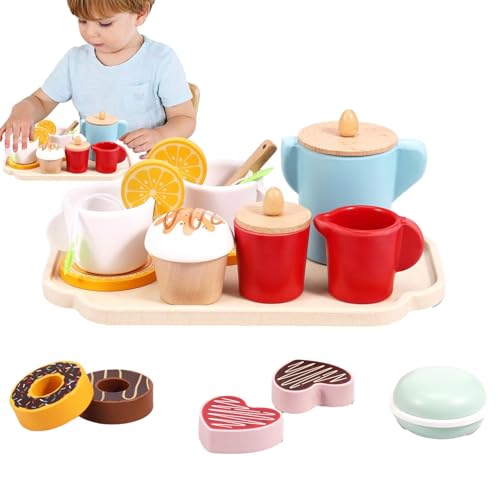 Buerfu Teeservice für kleine Mädchen, Prinzessinnen-Teezeitspielzeug,Sicheres Indoor-Aktivitätsset - Spielküchenzubehör, Lernspielzeug für Kinder, und Mädchen von Buerfu