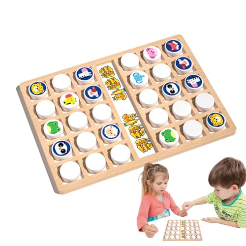 Buerfu Holz-Kombinationsspiel für Kleinkinder, Holz-Kombinationsspiel für Kinder - Puzzle-Tischspiele Lernen | Tierschach-Matching-Spiele für und Mädchen ab 3 Jahren, lehrreiches von Buerfu