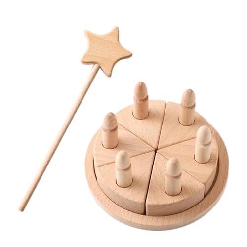 Buerfu Holzkuchenspielzeug,Holzgeburtstagstorte,Fake-Kuchen für Kinder - Geburtstagskuchen-Schneidspielzeug, hölzernes Essensspielzeug für Kinder, Rollenspiel-Kuchenspielzeug für und Mädchen von Buerfu