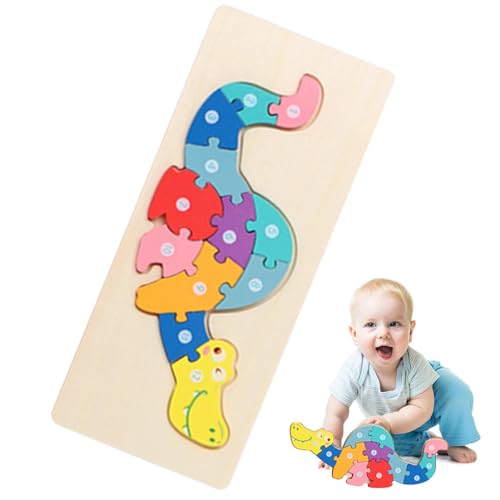 Buerfu Holztierpuzzle,Dinosaurier Holzpuzzle - Stapelspielzeug im Dinosaurier-Design,Entzückendes, lustiges, farbenfrohes - und Stapelspielzeug für den Vorschul- und -Intelligenzunterricht für Kinder von Buerfu