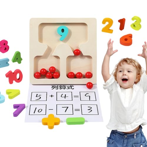 Buerfu Mathe-Brettspiel, Zählspielzeug für Kleinkinder - Zahlenzählspiele für Vorschulkinder,Wiederverwendbare Math Manipulatives Holz-Zählperlen, Visualisierungs-Mathe-Lehrmittel für Kinder im von Buerfu