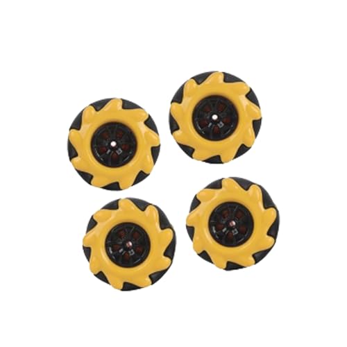 Buerfu Mecanum Wheel Car Kit,Mecanum Wheel Omnidirektional - Mecanum Wheels Omni Wheels,Spielzeugkomponenten mit 48-mm-n, 2 Paar Linke und rechte, Roboterradzubehör von Buerfu