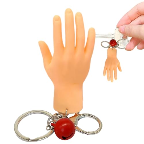 Buerfu Mini-Schlüsselanhänger mit winzigen Fingerhänden, Mini-Schlüsselanhänger mit Flacher Hand | Realistische kleine Fingerhände | Lustiges, langlebiges Handspielzeug für Puppentheater, von Buerfu