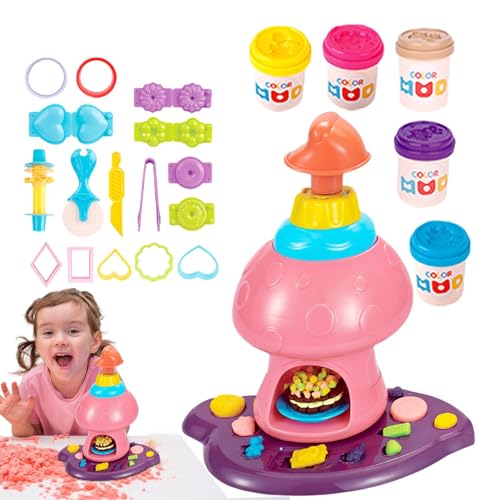 Buerfu Spiel-Farbteig-Sets, Teig für Kinder | Modelliermasse-Teigwerkzeuge | Küche Nudelmaschine Rollenspiel Spielzeug Nudelmaschine Maschine Koch Spielzeug Bunte Teigspielzeuge von Buerfu