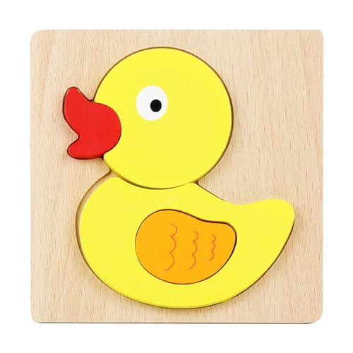 Buerfu Tier-Holzpuzzle für Kinder, Cartoon-Puzzle-Spiel, niedliche Tierpuzzles für Kinder im Alter von 4–6 Jahren, frühes pädagogisches Tier-Puzzle für Vorschullernen von Buerfu