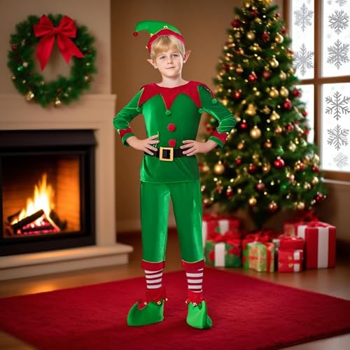 Buerfu Weihnachtskostüm für | Weihnachtself Kostüm Festliches Outfit - Verwandelanzug Rollenspiel Kostüm für Kinder Mottoparty Bühnenauftritt Festtage Weihnachten Buerfu Weihnachtskostüm für | Weihnachtself Kostüm Festliches Outfit - Verwandelanzug Rollenspiel Kostüm für Kinder Mottoparty Bühnenauftritt Festtage Weihnachten von Buerfu