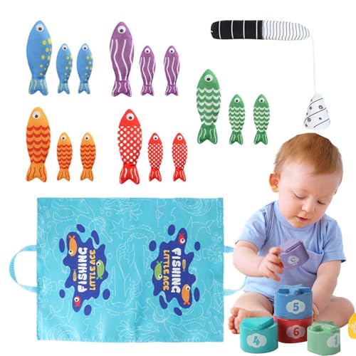 Buerfu m-ontessori Spielzeug Angelspiel Kinderspielzeug, Baby Spielzeug Für 6 12 18 Monate, Motorikspielzeug Fische Angeln Spiel Lernspielzeug Für Babys Ab 6 Monate von Buerfu