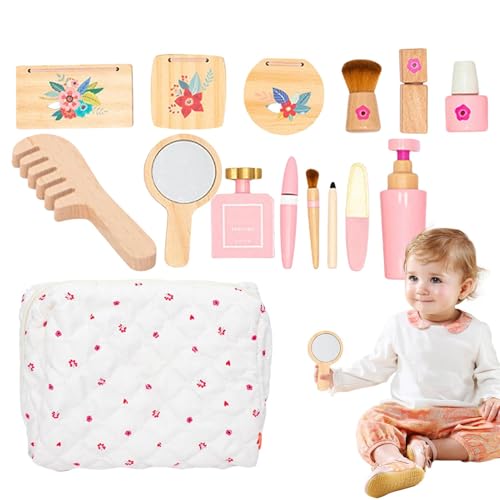 Kinder Design Schmink-Set Mit Kosmetiktasche Inkl. Make-up, Spiegel, Parfüm, Kosmetikkoffer Zum Rollenspiel, Geschenke Ab 3 4 5 Jahre Mädchen von Buerfu