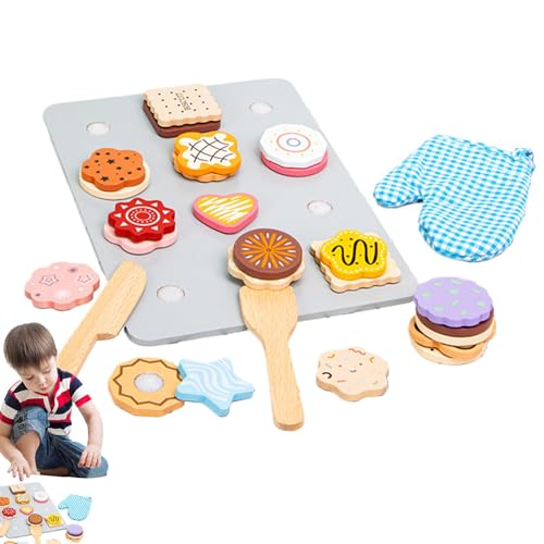 Wooden Cookie Set ,Play Food Toy for Kids , Pretend Play Küchenzubehör Mit Einkaufstasche Schneiden Lebensmittel Spielzeug Geschenk Für j-ungen Und Mädchen 3 4 5 6 von Buerfu